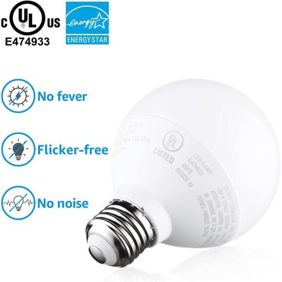G25 LED Globe Bulb, for Bathroom Vanity or Mirror, 40W Equivalent 6W, Dimmable - Picture 4 of 14